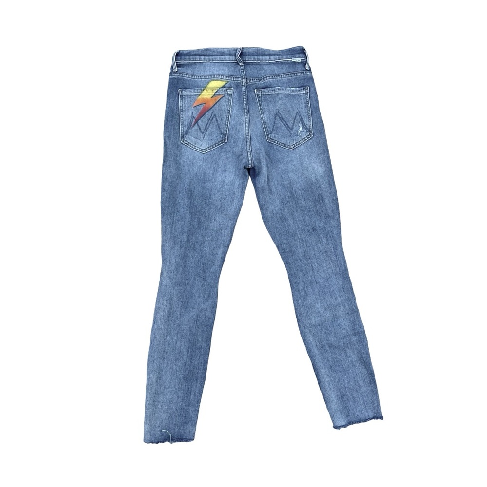 Mother The Stunner Ankle Step Fray Jeans 26 Helter Skelter Lighting Bolt ⚡️
